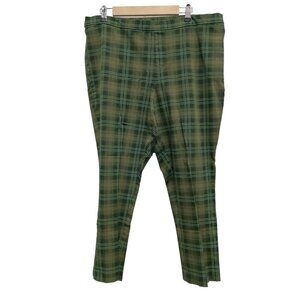 Isaac Mizrahi Live Womens Capri Pants Size 20W Green Tartan Plaid Preppy Office